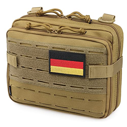 WYNEX Tactical Molle Admin-Tasche im lasergeschnittenen Design, Utility-Taschen Molle Attachment Military Medical EMT Organizer Khaki von WYNEX