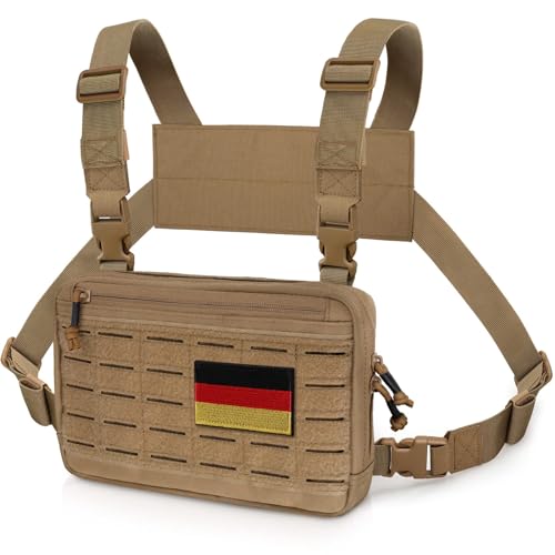 WYNEX Taktische Brusttasche von Laser Cut Design, Molle-Brusttasche Utility Recon Kit Tasche Taktischer Kampf Brustpackung Airsoft Vorderseite Brustkorb Tasche mit Aufnäher von WYNEX