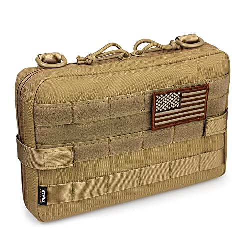 WYNEX Taktische Molle-Admin-Tasche, Upgrade-Material, halbversteckter Reißverschluss und 1000D robustes Nylon, EDC Utility Pouches Tools Bag EMT Utility Map Pocket, IFAK Pack enthält USA-Flagge Patch von WYNEX