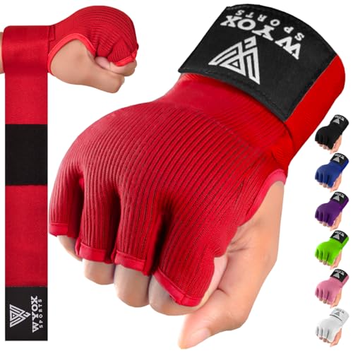 WYOX Gel-Boxbandagen, Innenhandschuhe für Männer und Frauen, schnelle 80 cm lange Handgelenkschlaufen, elastische gepolsterte Boxbandagen für Muay Thai, MMA, Kickboxen, Kampfsport-Trainingsbandagen von WYOX