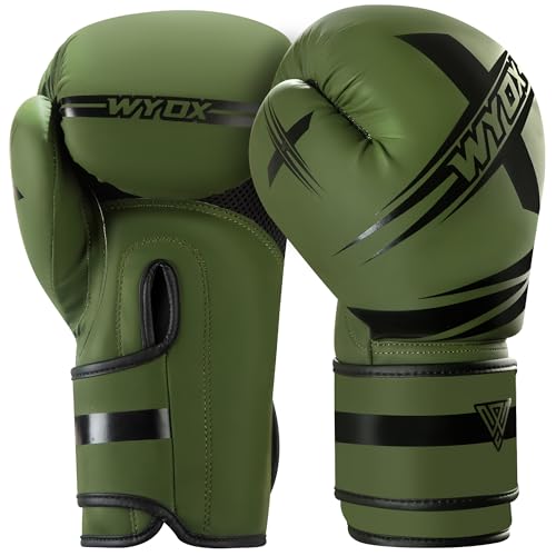 WYOX Kinder-Boxhandschuhe | Boxhandschuhe für Erwachsene | Trainingshandschuhe für Jungen und Mädchen | Kickboxen, Muay Thai und MMA für Boxsack und Krafttraining (Armeegrün, 340 g) von WYOX