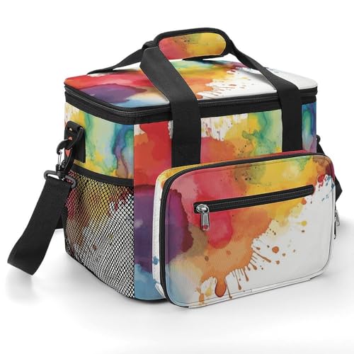 Große Kühltasche, Flecken von Aquarellfarbspritzern, Strand-Kühltasche, weiche Kühltasche für Picknick, Camping, Strandzubehör von WYUSPGK