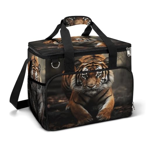 Große Kühltasche, Wildtiere, Tiger-Druck, Kühltasche, Strand-Kühltasche, weiche Kühltasche für Picknick, Camping und Strandzubehör von WYUSPGK