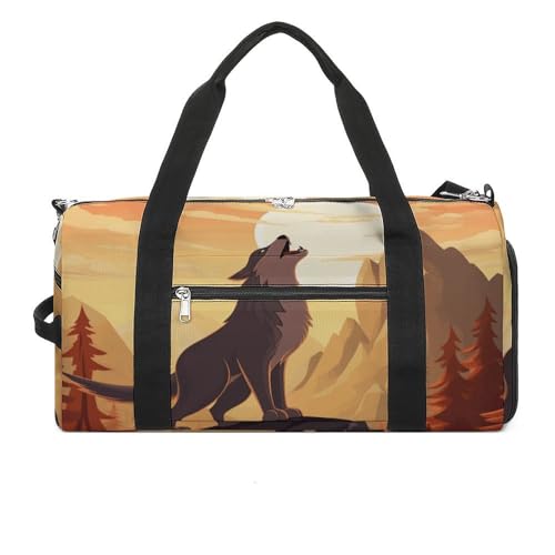 Reisetasche, Sporttasche, Wolfsdruck, Sporttasche, Turnbeutel mit Schuhfach, Wolf, Einheitsgröße, wolf, Einheitsgröße von WYUSPGK