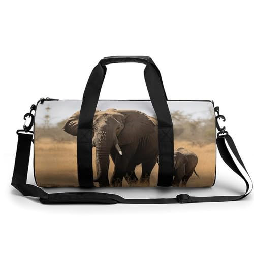 Reisetasche mit Elefantenmotiv und Mutterdruck, Sporttasche, Turnbeutel mit Schuhfach, 45 cm / 22,9 cm / 22,9 cm / 22,9 cm / 22,9 cm, Walking Elephants Mother, 17.7in/9in/9in von WYUSPGK