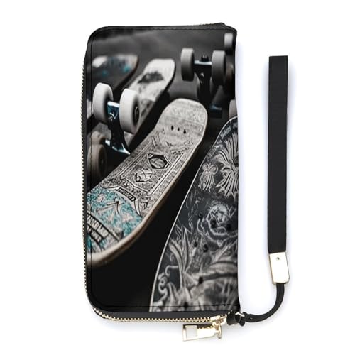 WYUSPGK Geldbörse aus PU-Leder, Skate-Board-Druck, Kartenhalter, große Kapazität, lange Geldbörse für Frauen, Handheld-Clutch, Stil, 20 x 10,5 cm, modern, Stil:, 20x10.5cm, Modern von WYUSPGK