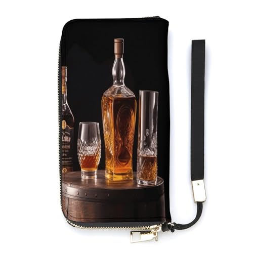 WYUSPGK Geldbörse aus PU-Leder, Whisky-Bier-Bilder, Kartenhalter, große Kapazität, lange Geldbörse für Frauen, Handheld-Clutch, Stil, 20 x 10,5 cm, modern, Stil:, 20x10.5cm, Modern von WYUSPGK