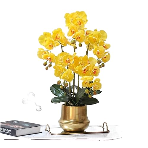 Künstliche Blumen, gefälschte Phalaenopsis-Simulationsblume, hochwertige dekorative Blume, leichter Luxus-Blumenstrauß, Blumenarrangement, Schlafzimmerdekorationen (Farbe: Weiß, Größe: Groß) (Rosa von WYUYIW