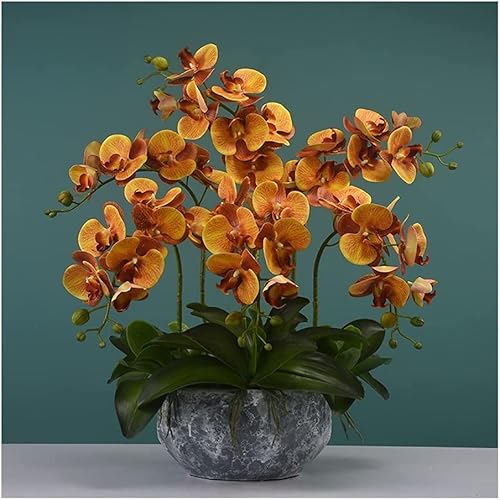 Künstliche Orchideenblumen, künstliche Orchideen, künstliche Blumen aus Kunststoff, künstliche Phalaenopsis-Blumen im Topf, perfekt für den Eingangsbereich, Wohnzimmer, Tischplatte, natürlicher Look von WYUYIW