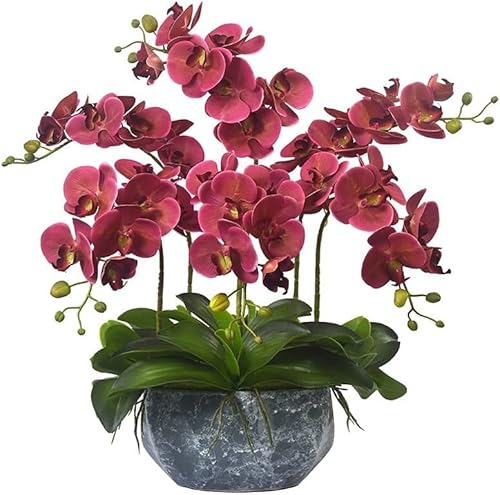 Künstliche Orchideenblumen, künstliche Orchideen, künstliche Blumen aus Kunststoff, künstliche Phalaenopsis-Blumen im Topf, perfekt für den Eingangsbereich, Wohnzimmer, Tischplatte, natürlicher Look von WYUYIW