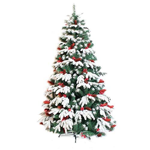 WYUYIW Beflockter Schnee-Weihnachtskiefer mit Tannenzapfen, aufklappbarer künstlicher Weihnachtsbaum, geschmückte Bäume, traditionell für den Innenbereich – 6 Fuß (180 cm), das Neue von WYUYIW