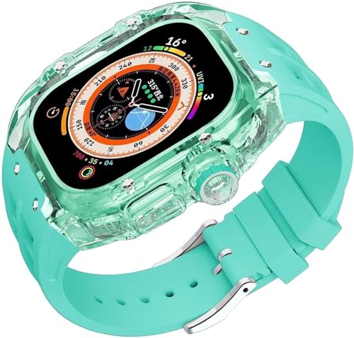 WYUYIW Für Serie 8 Ultra 49 mm Fluorkautschuk-Uhrenarmband + Mod-Kit-Gehäuse, transparentes Modifikationskit, für Band Ultra 49 mm Luxus-Silikonkautschuk-Uhrenarmband von WYUYIW