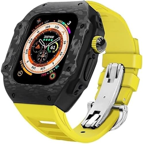 WYUYIW Kohlefasergehäuse und Kautschukarmband, für Ultra 49 mm Fluorkautschukband, für Iwatch-Serie 8, 7, 6, 5, 4 SE 45 mm, 44 mm, Upgrade und Modifikation von WYUYIW