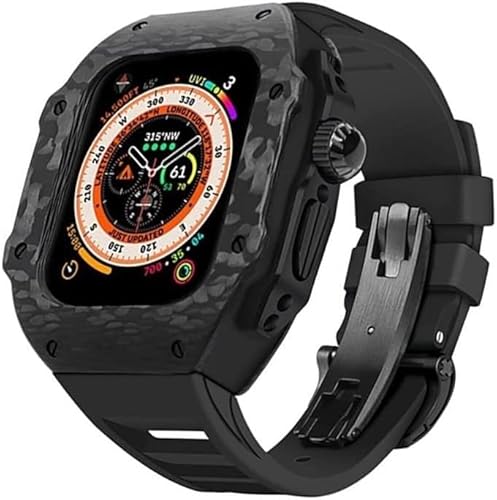 WYUYIW Kohlefasergehäuse und Kautschukarmband, für Ultra 49 mm Fluorkautschukband, für Iwatch-Serie 8, 7, 6, 5, 4 SE 45 mm, 44 mm, Upgrade und Modifikation von WYUYIW