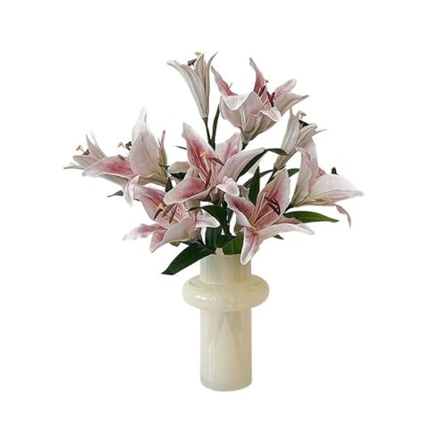 WYUYIW Künstliche Blumen in Vase Euroan Hochwertige Simulationsblumen Rosa Lilienstrauß Wohnzimmer-Tischplatzierung Künstliche Blumen für Home-Office-Party von WYUYIW