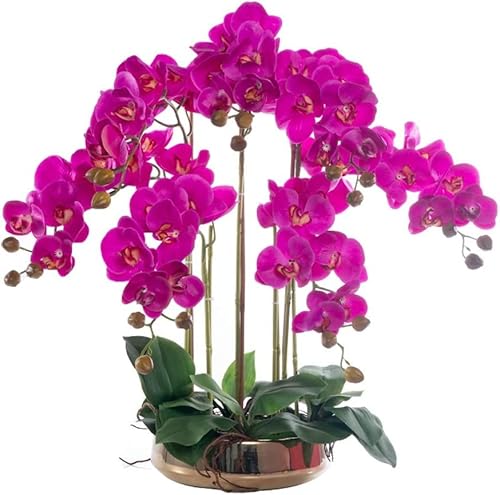 WYUYIW Künstliche Orchideen, künstliche Orchideen, Schlichte, Aber Elegante künstliche Phalaenopsis-Blumen, Herzstück, künstliche Blumen, Topfpflanzen, Blumenarrangements, natürliches Aussehen von WYUYIW