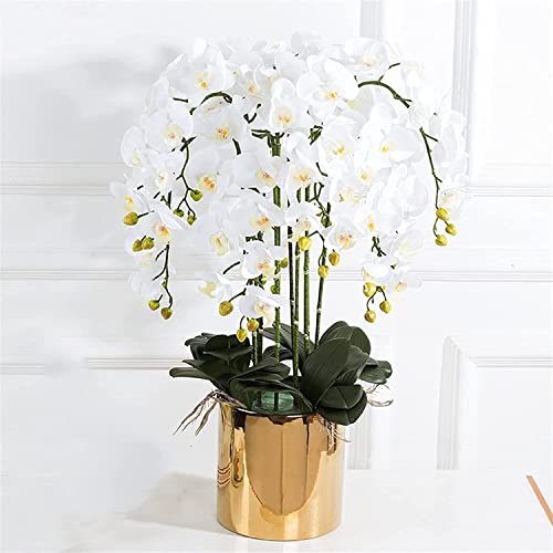 WYUYIW Künstliche Orchideenblumen, künstliche Phalaenopsis-Blumen im Topf, große Pflanze, künstliche Orchideen, künstliche Heimbüro-Party-Dekoration, künstliche Blumen, natürliches Aussehen von WYUYIW