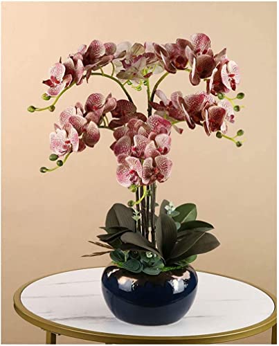 WYUYIW Orchideen-Kunstblumen, künstliche Orchideen, Blumentopf, künstliche Blumen, kreative künstliche Phalaenopsis-Blumen für Hochzeit, Wohnzimmer, Dekoration, natürliches Aussehen von WYUYIW