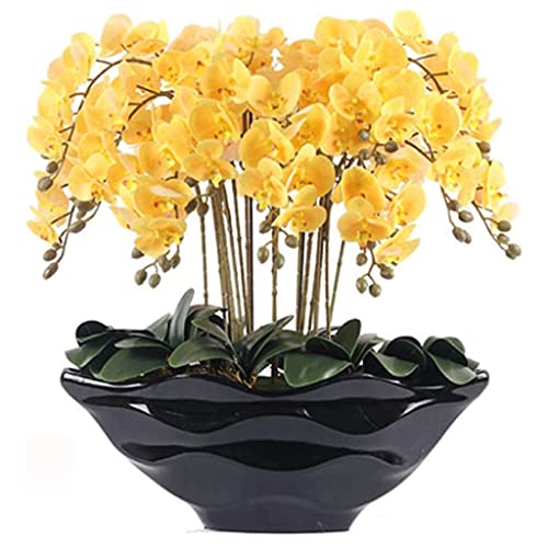 WYUYIW Orchideen-Kunstblumen, künstliche Orchideen, Topf, künstliche Phalaenopsis-Blumen, Pflanze, Blumendekoration, Orchideen, künstlich, Klassische Kunstblumen, natürlicher Look von WYUYIW