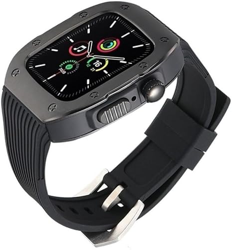 WYUYIW Rm Style Luxus-Edelstahl-Uhrengehäuse + Silikonarmband Mod Kit, für 8 Ultra 7 6 SE 5 4, für Iwatch 44 mm 45 mm 49 mm Modification Kit Ersatzabdeckung Uhrenarmband von WYUYIW