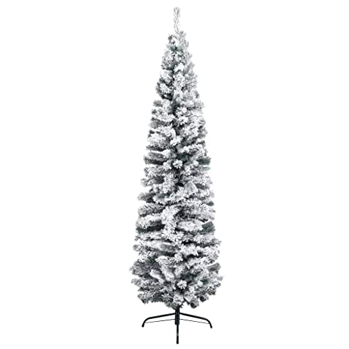 WYUYIW Schmaler künstlicher Weihnachtsbaum mit beflocktem Schnee, Weihnachtsdekoration, Weihnachtsbaum, Weihnachtsfeier, 120 cm, PVC, Grün, modisch von WYUYIW