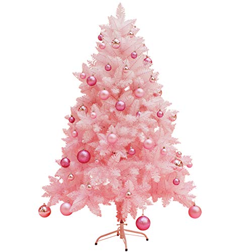 WYUYIW Weihnachtsbaum aus norwegischer Fichte, rosa, mit Ständer, stabile Metallbeine, automatisch ausziehbar, wunderschön für Weihnachtsdekorationen, rosa, 150 cm (59 Zoll). Das Neue von WYUYIW