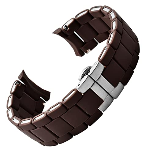 WYUYIW Weiß-schwarzes Silikonkautschuk-beschichtetes Stahl-Uhrenarmband für Armani AR5905|5906|5920|5919|5859 Damen 20 mm Herren 23 mm Armband von WYUYIW