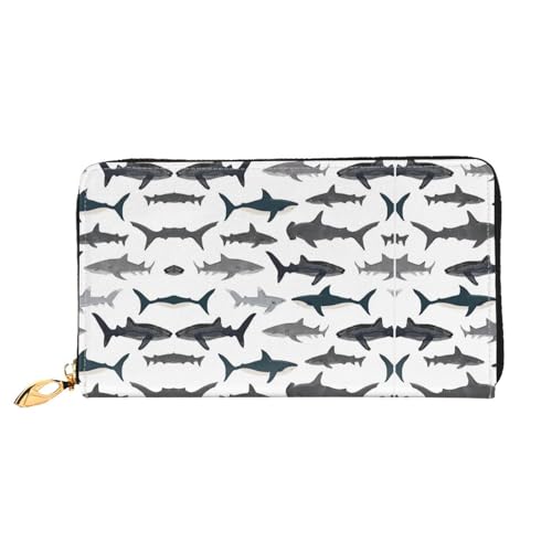 WYYDPPLK Luxuriöse Clutch aus Leder mit Hühnermuster – Volldruck, doppelseitig, langlebig mit überlegener Speicherkapazität, Fisch und Hai, Einheitsgröße von WYYDPPLK