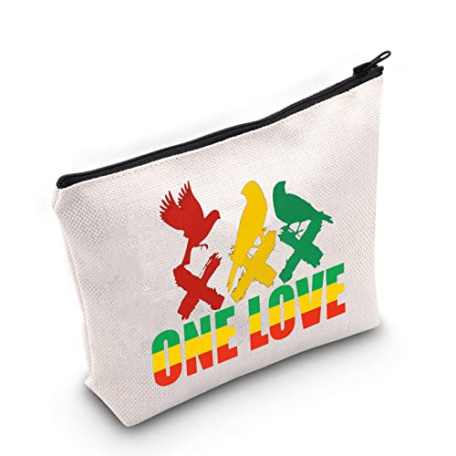WZMPA Bob Fans Kosmetiktasche Reggae Musikgeschenk Liebe Rasta Reißverschluss Tasche für Frauen Mädchen, Liebe, Passform, One Love, Passform von WZMPA