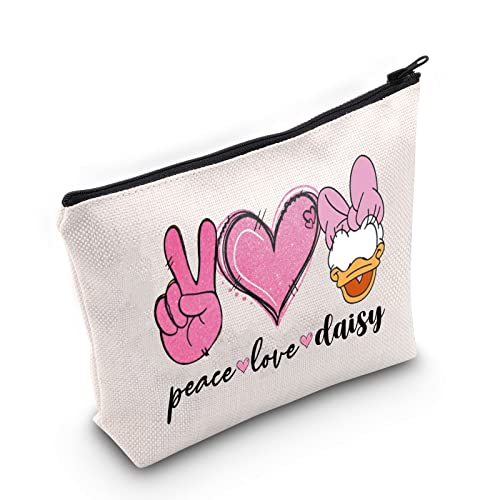 WZMPA Cartoon Daisy Fans Kosmetiktasche Gänseblümchen Liebhaber Geschenke Peace Love Duck Reißverschluss Tasche für Frauen Mädchen, Peace Daisy, Passform von WZMPA