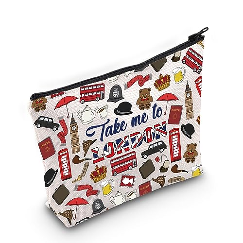 WZMPA England London Reise-Make-up-Tasche, London, Reisegeschenk, Take Me To London, Reißverschluss, britisches Thema, Reiseartikel, Take London, Passform: von WZMPA