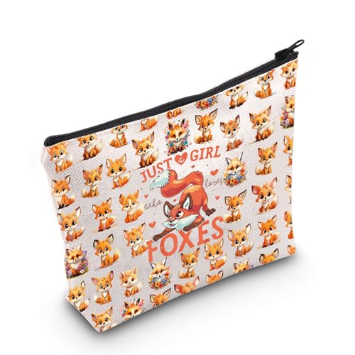 WZMPA Foxes Kosmetiktasche für Füchse, Liebhaber, Geschenk, nur ein Mädchen, das Füchse liebt, Waldtier-Reißverschluss-Tasche für Damen und Mädchen, Loves Foxes F, Passform: von WZMPA