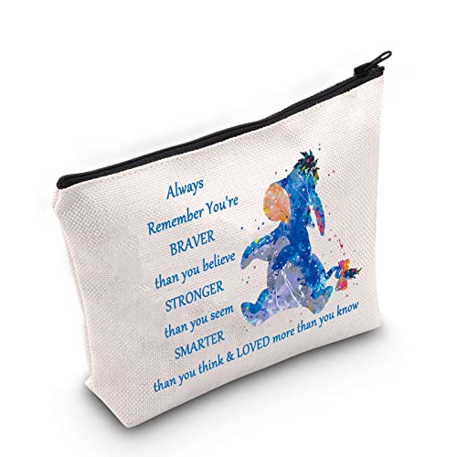 WZMPA I-Aah Kosmetiktasche mit Reißverschluss, Motiv: You Are Braver Stronger Smarter Than You Think, Always I-Aah, Passform: WZMPA I-Aah Kosmetiktasche mit Reißverschluss, Motiv: You Are Braver Stronger Smarter Than You Think, Always I-Aah, Passform: von WZMPA