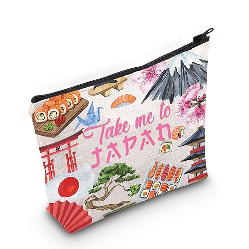WZMPA Japanische Reise-Kosmetiktasche, japanisches Souvenir, Geschenk, Take Me To Japan, Reißverschluss, japanische Kulturgeschenk, Nehmen Sie Japan, Passform: von WZMPA