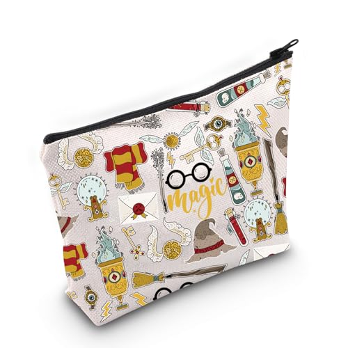 WZMPA Magic Wizard Kosmetiktasche, Make-up-Tasche, magischer Film inspiriertes Geschenk, Zauberer, Reißverschluss, Leinentasche für Fans der Zauberer-Serie, Magisches Weiß, Passform: WZMPA Magic Wizard Kosmetiktasche, Make-up-Tasche, magischer Film inspiriertes Geschenk, Zauberer, Reißverschluss, Leinentasche für Fans der Zauberer-Serie, Magisches Weiß, Passform: von WZMPA