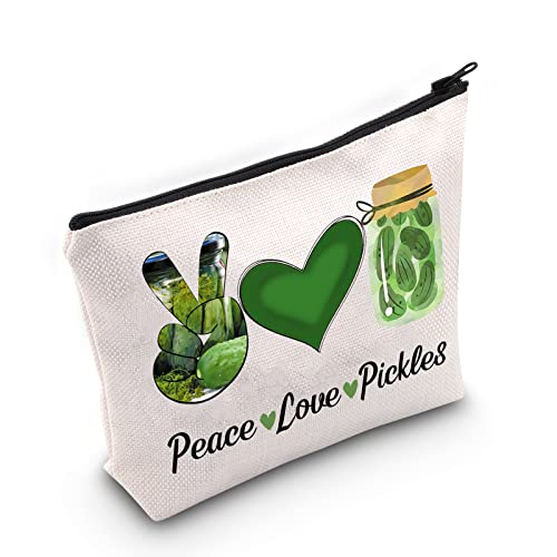 WZMPA Pickle Lover Kosmetiktasche Pickle Party Geschenk Peace Love Pickles Make-up Reißverschluss Tasche Pickle Merchandise, Peace Pickles von WZMPA