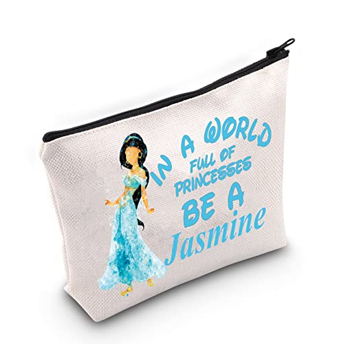 WZMPA Prinzessin Jasmin Kosmetiktasche Jasmin Fans Geschenk In A World Full Of Princesses Be A Jasmin Reißverschlussbeutel Tasche für Frauen Mädchen, Be Jasmine, Passform von WZMPA