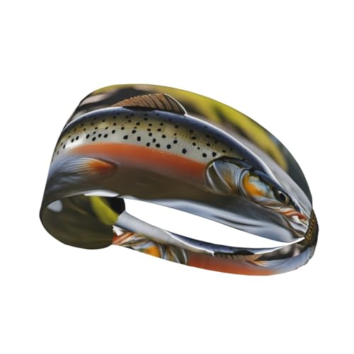 WZYWHJ Weiches und saugfähiges Stirnband für rotes Basketball-Workout – ideales Haar-Accessoire für Yoga, Laufen und mehr! Brook Trout Fly Fishing Printed von WZYWHJ