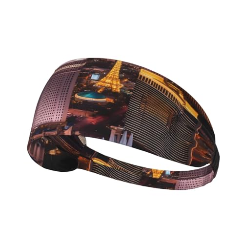 WZYWHJ Weiches und saugfähiges Stirnband für rotes Basketball-Workout – ideales Haar-Accessoire für Yoga, Laufen und mehr! Las Vegas Night City Muster von WZYWHJ