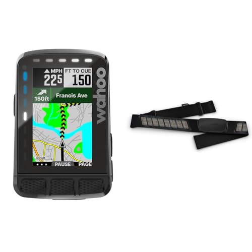 Wahoo ELEMNT ROAM V2 GPS-Fahrradcomputer, Schwarz & Garmin HRM-DUAL – Brustgurt zur Aufzeichnung von Herzfrequenzwerten, ANT+ & Bluetooth Technologie von Wahoo Fitness
