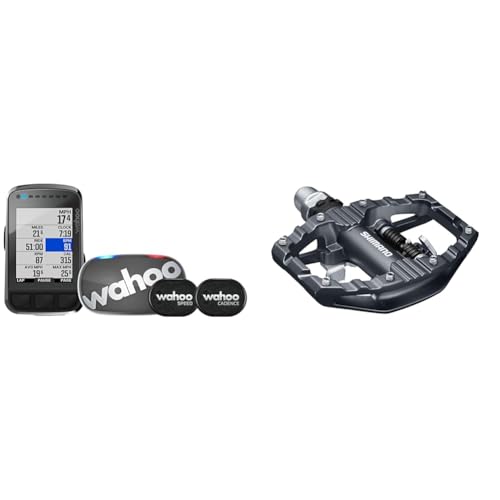 Wahoo Fitness ELEMNT Bolt GPS Fahrradcomputer Set Schwarz & Shimano Unisex – Erwachsene EPDEH500 Fahrradpedale, Schwarz, Einheitsgröße von Wahoo Fitness