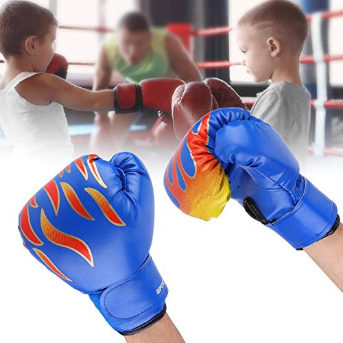 Wakects Kinder Boxhandschuhe mit Klettverschluss, kleine Boxhandschuhe für Kinder von 3-12 Jahren, Training Gloves PU für Muay Thai, Kickboxing und Sandsack, blau von Wakects