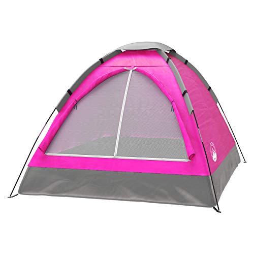 Wakeman Outdoors Kuppelzelt für 2 Personen – Regenfliege und Tragetasche – einfach aufzubauen, ideal für Camping, Rucksackreisen, Wandern und Musikfestivals im Freien, Rosa von Wakeman