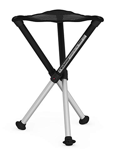 Walkstool - Modell Comfort - Schwarz und Silber - 3-Beiniger Klapphocker aus Aluminium - Höhe 45 cm - Klapphocker Faltbar, Belastbar mit 200 kg - Hergestellt in Schweden von Walkstool