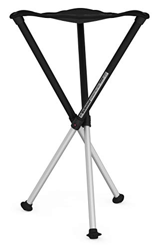 Walkstool - Modell Comfort - Schwarz und Silber - 3-Beiniger Klapphocker aus Aluminium - Sitzhöhe 75 cm - Klapphocker Faltbar, Belastbar mit 250 kg - Hergestellt in Schweden von Walkstool