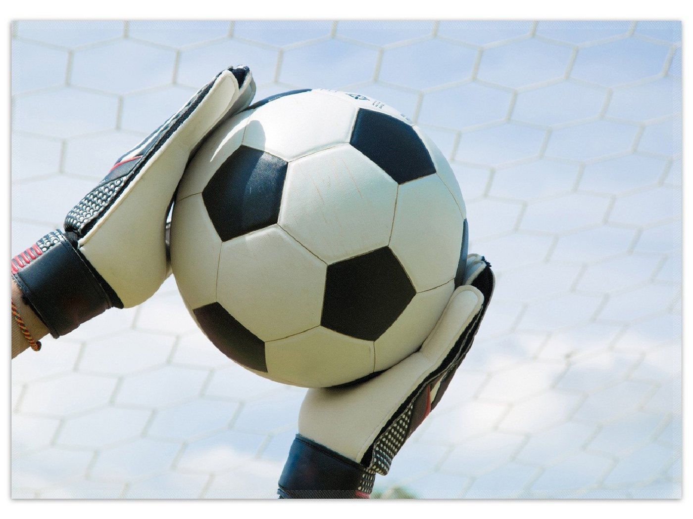 Wallario Teppich Fußball - Torwart im Tor vor blauem Himmel, rechteckig, rutschfest Wallario Teppich Fußball - Torwart im Tor vor blauem Himmel, rechteckig, rutschfest von Wallario