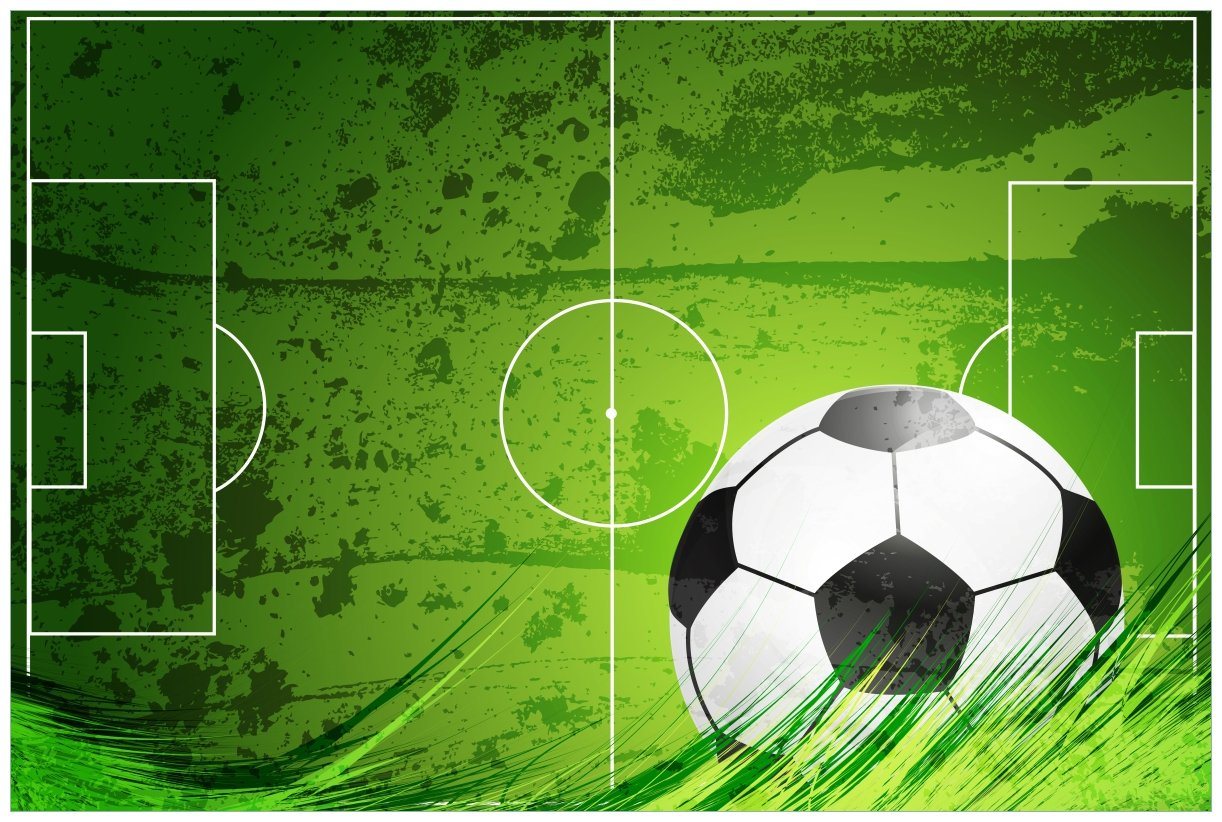 Wallario Acrylglasbild, Fußball-Feld klassisch grün mit Ball, in verschiedenen Ausführungen von Wallario