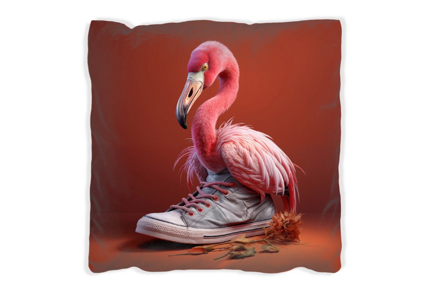 Wallario Dekokissen Flamingo im Sneaker, handgenäht Wallario Dekokissen Flamingo im Sneaker, handgenäht von Wallario