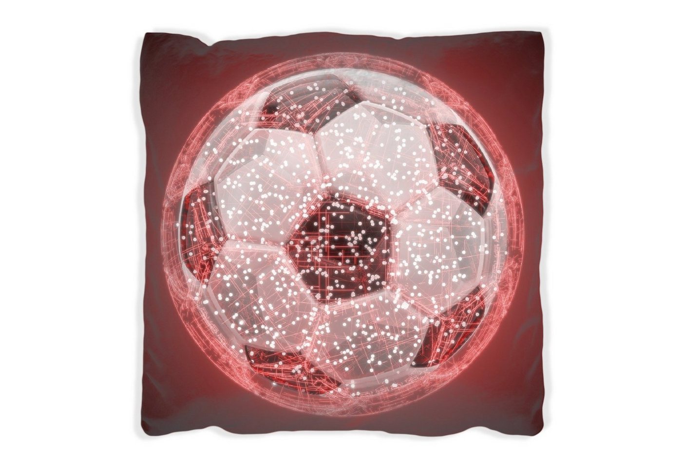 Wallario Dekokissen Fußball digital - Netzwerk in rot, handgenäht Wallario Dekokissen Fußball digital - Netzwerk in rot, handgenäht von Wallario