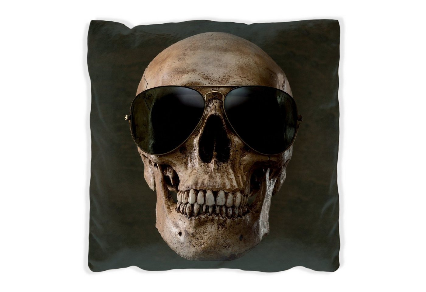Wallario Dekokissen Totenschädel mit cooler Sonnenbrille, handgenäht Wallario Dekokissen Totenschädel mit cooler Sonnenbrille, handgenäht von Wallario